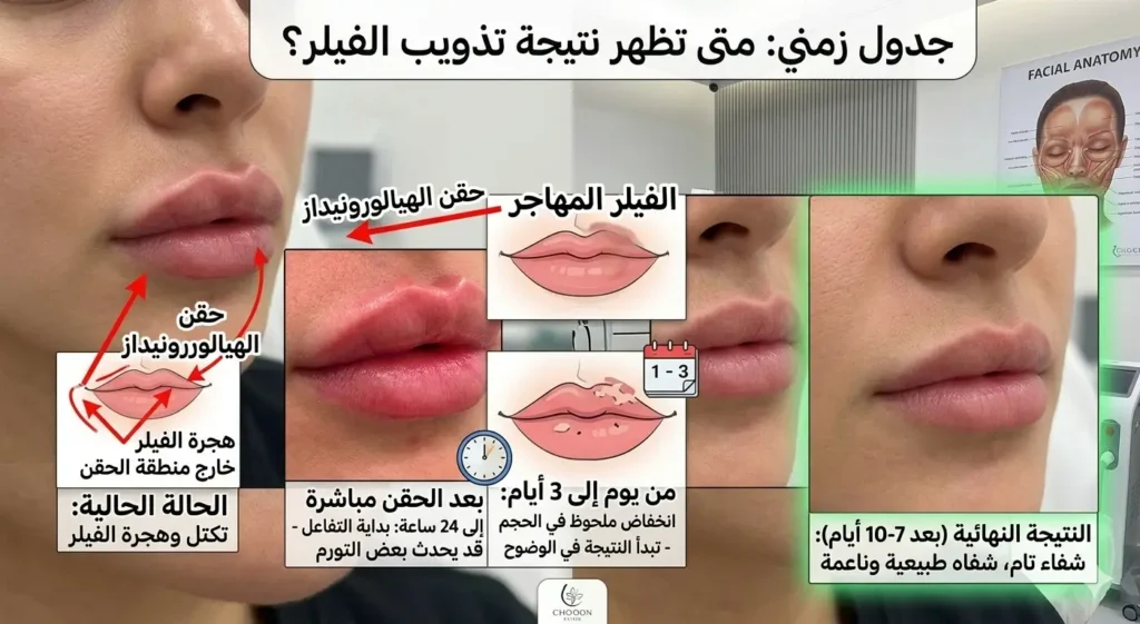 متى تظهر نتيجة تذويب الفيلر