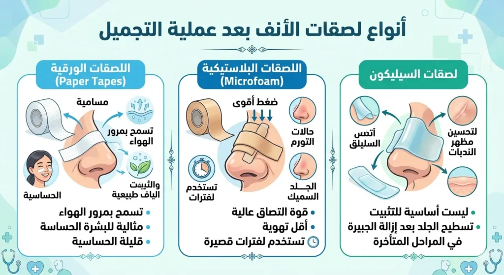 أنواع لصقات الأنف بعد عملية التجميل