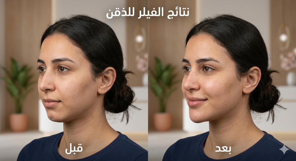 متى تظهر نتائج الفيلر للذقن