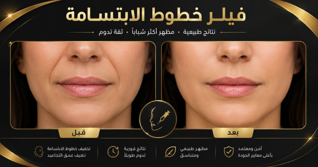 فيلر خطوط الابتسامة قبل وبعد